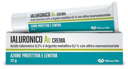 Marco Viti - Ialuronico AG Crema, 25 g, Acido Ialuronico 0,2% e Argento Metallico 0,1%, Azione Protettiva e Antibatterica, Lenitiva e Calmante, Per Pelli Reattive, Zone Circostritte di Viso e Corpo
