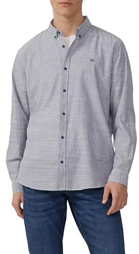 QS Regular Fit: Gestreiftes Hemd mit Logo-Stickerei