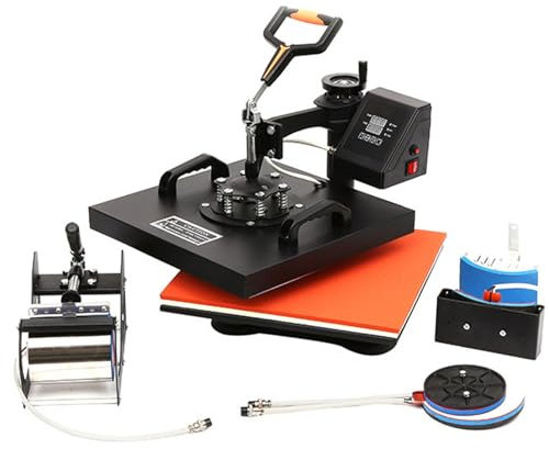 5 in 1 Heat Press Machine for T-Shirts, Mugs, Hats, Plates, Caps, 360° Swing Away Digital Sublimation Press
