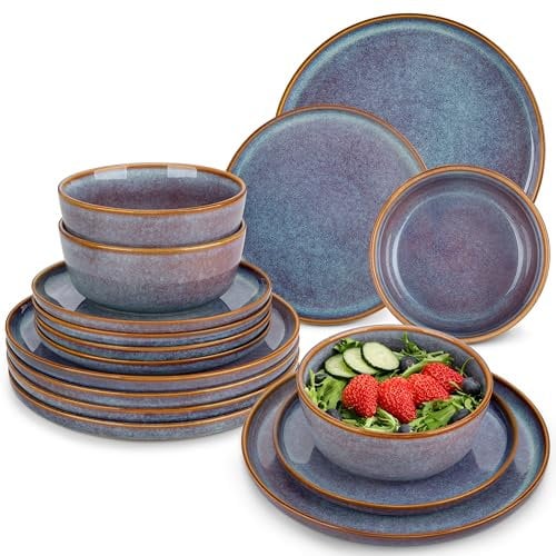 vancasso Müslischalen 6 Personen, PLAYA Schüssel 900ml, Schüssel Set aus Steingut, Servierschalen Φ16cm, Suppenschalen für Suppe Salat