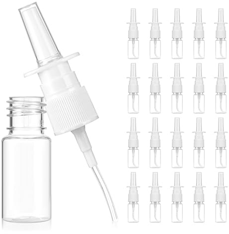LFWZRY 20 Pcs Nasal Spray Bottle, Refillable Bottle for Nose Cleaning, Clear Empty Nose Mist Sprayer Rhinitis Care, Portable Plastic Container for Home and Travel (10ml)