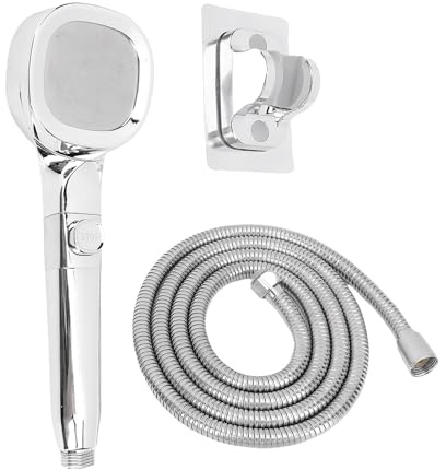 Asixxsix Pommeau de douche pour camping-car avec flexible et interrupteur marche/arrêt, 4 modes haute pression et économie d'eau, avec support adhésif, pour camping-car, caravane
