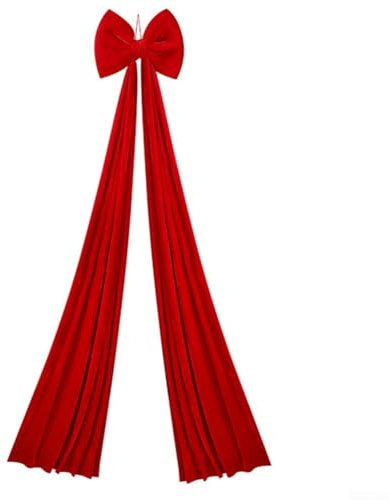 Besttoolifes Fiocco natalizio in velluto, 40 x 200 cm, grande decorazione in peluche, rosso bordeaux, verde scuro, bianco, decorazione da appendere per ghirlanda di alberi (rosso)
