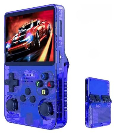 R36S Open Source Retro Handheld Video Game Console Linux System 3.5 Inch IPS Screen Portable Pocket Video Player 64G 128G Games(Lake Blue,64G)