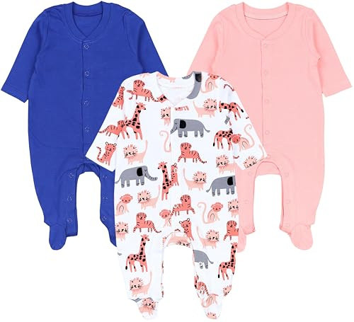 TupTam Baby Mädchen Schlafstrampler mit Fuß 3er Pack