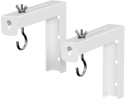 Soporte para Pantalla de Proyección de Techo/Pared en Forma de L - Capacidad 30 kg, Brazo Extensible Ajustable Universal de 6 Pulgadas con Ganchos, Montaje Fácil para Cine en Casa y Oficina (Blanco)