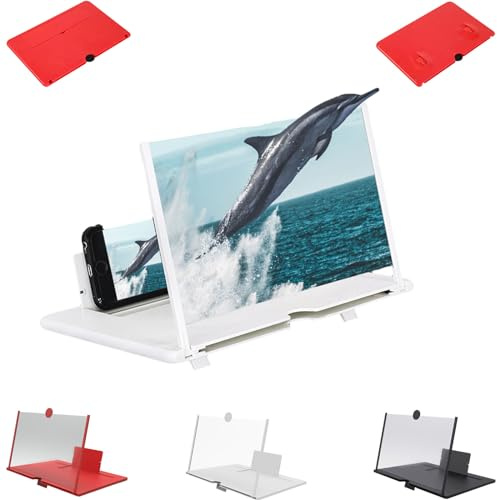 Handy vergrößerungs Bildschirm, 2026 10-18zoll Bildschirmvergrößerung klarem Display, Ausziehbarer Bildschirmverstärker für Handys zum Ansehen von Filmen und Videos (White, 12in)