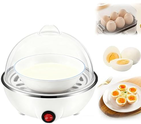 Electric Egg Boiler & Cooker – 7 Egg Capacity Rapid Egg Maker with Auto Shut-Off, Soft/Medium/Hard Boil Settings, Poaching Tray Included, Fast & Healthy Egg Steamer for Home & Office