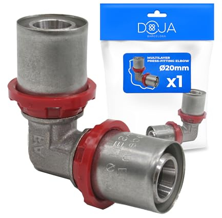 DOJA Barcelona Raccord Multicouche 20-20Ø - Installation Facile - Ajoutant à Sertir et Coude Égal, Solidité et Étanchéité - pour Montage en Plomberie, Connector Multicouche, Coude