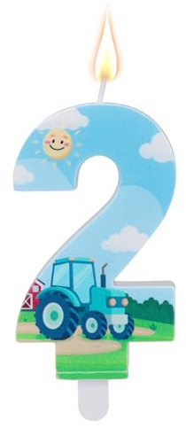 Goktvai Farm Tractor Birthday Number Candle, Tractor Theme Cake Topper | Boys & Girls Birthday Anniversary and Themed Party Favors & Decoration Supplies (Number 2)