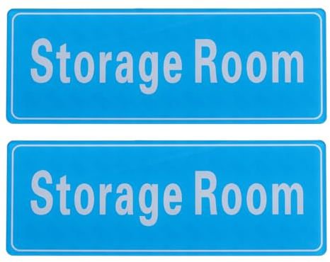 PATIKIL Cartello Magazzino 9x3, 2Pcs Adesivo Per Porta Autoadesivo Segnaletica Acrilica Parete Facile Installazione Per Interno terno Casa Ufficio, Azzurro Con Testo Bianco