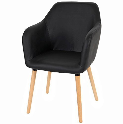 Mendler Stuhl Malmö T381 - Kunstleder, schwarz, helle Beine | Esszimmerstuhl, Küchenstuhl, Retro, 50er Jahre Design