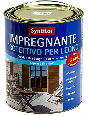 Syntilor IMPREGNANTE Legno - 2,5 L - AD Acqua Satinato Protettivo Bianco