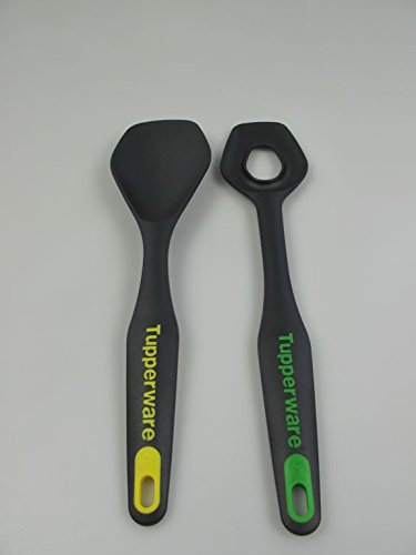 TUPPERWARE Griffbereit Rührlöffel schwarz-grün + schwarz-gelb Servierlöffel P 23095