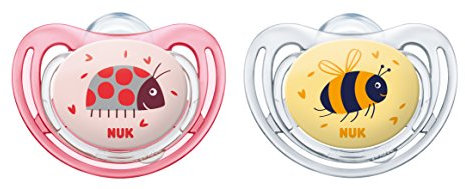 NUK Freestyle Silikon-Schnuller, kiefergerechte Form, 0-6 Monate, 2 Stück, Girl, rosa