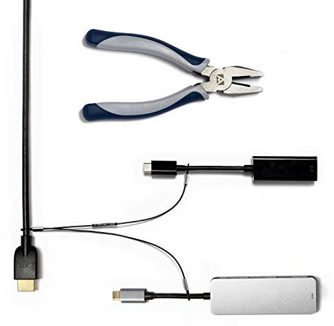 TetherTies Multi-Adapter-Kit | Kabelbinder für mehrere Adapter und Dongles | Stoppen Sie den Diebstahl von Konferenz-Display-Adaptern, Mac-Adaptern, VGA-Adaptern | kostenlose Crimpzange | Schwarz, 5