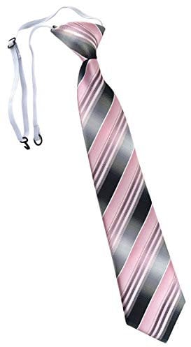 TigerTie Security Sicherheits Krawatte in hellrosa rosa silber anthrazit grau gestreift - vorgebunden mit Gummizug