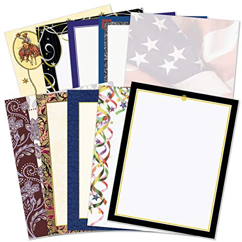 Paperdirect Everyday Sortiment Gold Wirbel Konfetti Flagge Solid Floral Thema Papier Briefpapier Bordüre Papier Briefkopf 8,5 x 11 100 Blatt Elegantes Premium Briefpapier Dekoratives Druckerpapier