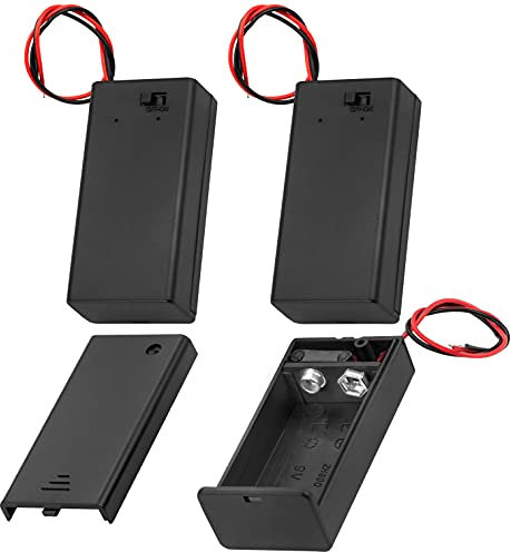 DaierTek 3pcs 9V Battery Holder with ON Off Switch Cover Lead Wires 9 Volt Battery Case Connector