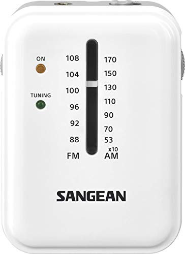 Sangean Pocket 320 SR-32 - Radio de Bolsillo (FM/Am), Color Blanco y Gris
