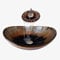HomeLava Vasque à poser oval verre trempé d'or et noir avec robinet pour salle de bains toilettes