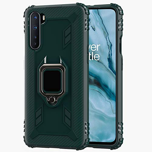 TANYO Schutzhülle für OnePlus Nord, TPU-Silikon Schutzhülle mit 360° Ständer, Rugged Armor Bumper Case, robust, Grün