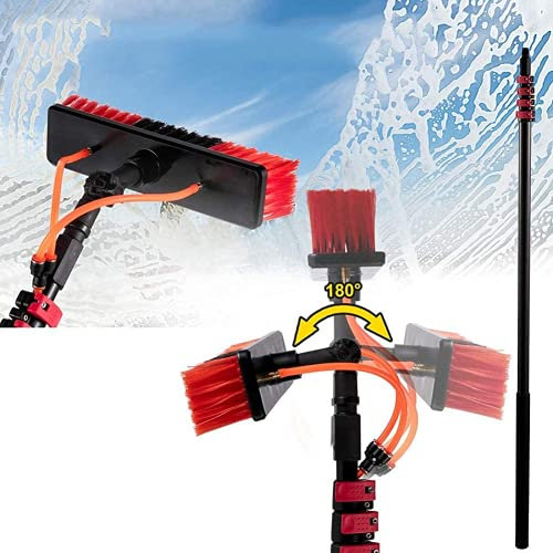Reinigungsbürste Stange Ausziehbar 3.6M/5.4M/6M/7.2M/9M/11M Solar-Photovoltaik-Paneel-Reinigungswerkzeug,Teleskopstange Wasserführend, Reinigung PV-Anlage,Fensterreiniger Sprinkler Funktion (20FT/6M)
