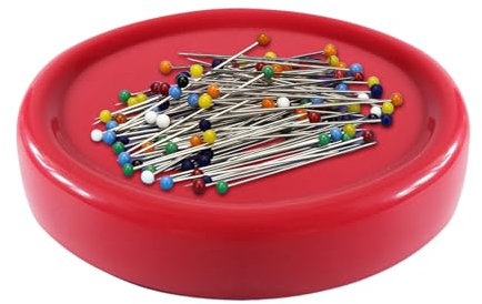 GeKLok Magnetic Pin Dish, Magnetic Sewing Pincushion, Magnetic Pin Holder Handy & Portable Tailoring Holder Pin Cushion (Red)
