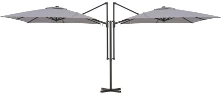 METRO Professional Ombrellone a doppio braccio, acciaio/poliestere, protezione UV 50%, aste regolabili, apertura a manovella, grigio