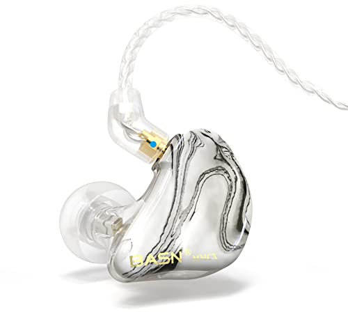 BASN MMCX Triple Driver in-Ear Monitors with Rich Bass, HiFi Stereo IEM Earphones with Upgraded Detachable Cables for Audiophiles Musicians(Porcelain White)