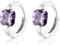 EVER FAITH Prinzessschliff Huggie Ohrringe Amethyst Lila Zirconia 925 Sterling Silber Geburtsstein Zierlicher Hoop Ohrschmuck Creolen für Damen