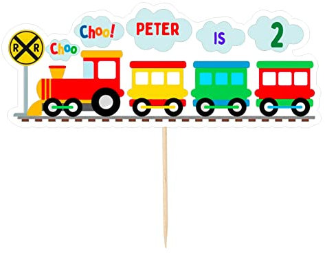 Cute Train Personalised Large 6 Wide Birthday Cake Topper Stand Up Decoration
