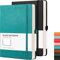 RETTACY Blank Notebook A5 Plain Notebook 2 Pack - 384 Pages Unlined Notebook with 100gsm Blank Paper, Pen Holder, Inner Pocket, for Sketch Office School Work Women Men Work 14.5 x 21cm - Cyan