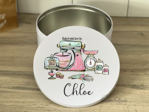 Personalised Cake Baking Tin Baking Gift Baked with love Chloe Design
