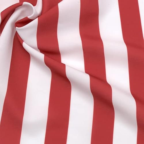 STOFFKONTOR Modestoff Dekostoff universal Streifen Breit - Meterware, Farbe Rot-Weiss - zum Nähen von Bekleidung, Dekorationen UVM.