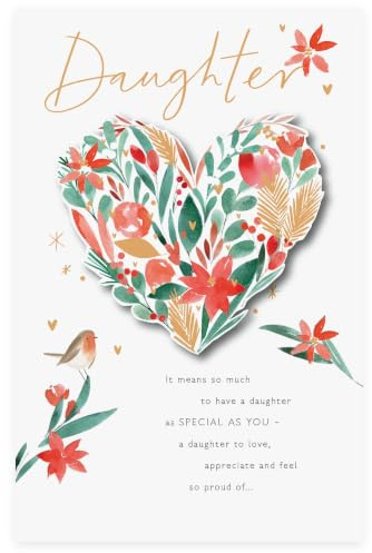 Greeting Card Special Daughter Heart Foiled & Embellished Christmas Card Xmas 693510
