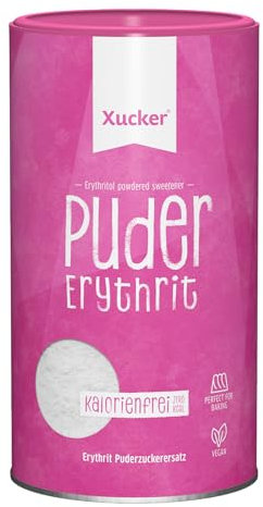 Xucker Puderxucker Erythrit 2x 600g Dose - kalorienfreier Zuckerersatz als vegane & zahnfreundliche Puderzucker Alternative zum Kochen & Backen I Erythritol zuckerfrei (2)