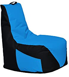 Momiralland Classic Sitzsack XXL Sitzkissen BodenKissen In- & Outdoor geeignet Gaming Sitzsack für Erwachsene und Kinder… (Schwarz - Hellblau, XXL - Durchmesser 78 cm - Ohne Hocker)
