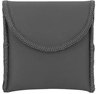 Hearing Aid Organizer Pouch PU Leather with Soft Liner Portable Pocket Size Hearing Amplifier Carrying Storage Pouch,3.3 X 3.1in, Black
