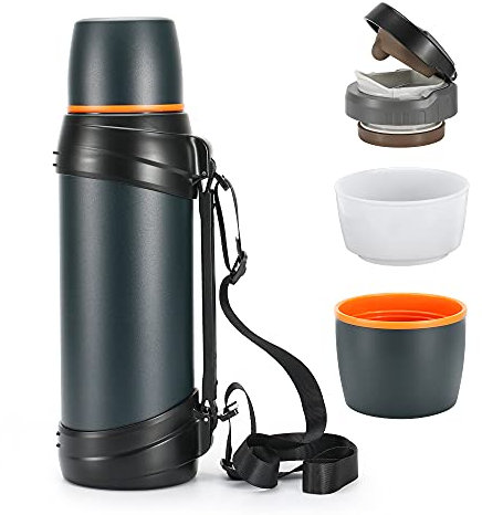 Olerd Large Flask - 2l Stainless Steel Insulated Bottle for Travel with BPA Free Cup - Oversized Vacuum Bottle