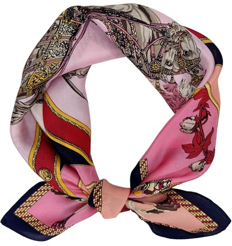 LSHARON SILK 100% Mulberry Silk Scarf Lightweight Neck Scarf - 53x53cm - Digital Printed Small Square Wraps Pure Silk Scarves Natural Silk Neckerchief Headscarf Gift for Women Men