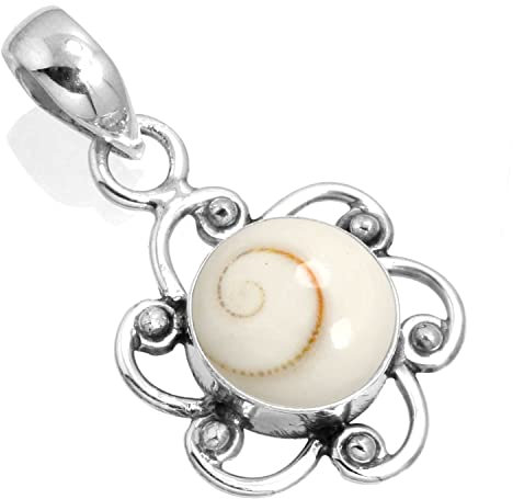 Jeweloporium Weiße Shiva-Auge-Silberkette, 925er Sterlingsilber-Anhänger für Damen, echter runder Edelstein, handgefertigter Schmuck