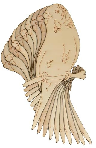 10 x Wellensittich aus Holz, 3 mm, Sperrholz, für Haustiere, Vögel, Tiere (8 x 4 cm, ohne Loch)