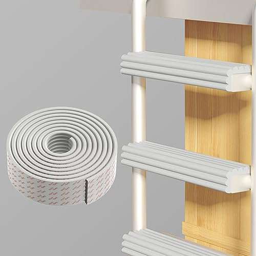 CBDYWVR Bunk Bed Ladder Pads, VC Soft Corner Protectors with Strong Adhesive Bunk Bed Ladder Cover for Stair Steps Foot Comfort Pre-taped Bumper 6.6 ft (2M) (Grey)