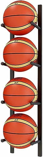 Ballwagen Ballregal (Kein Ball) An Der Wand Befestigter Ball-Lagerregal-Halter Für Garagenwand, Fitnessstudio Vertikales Sport-Organizer-Regal Für Basketball, Fußball, Volleyball (4-Tiers, Schwarz)