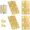 Anstore 4 cerniere per porta in acciaio inox, dorate, 70 x 40 mm, per carichi pesanti, regolabili, con viti per porta in legno, cancello da giardino, esterno