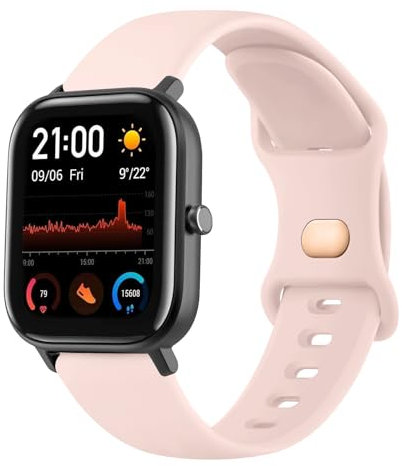 Amzpas Armband für Amazfit Bip/lite/Bip 3/Bip 3 Pro/Bip U Pro/Bip 5,20mm Neues Silikon Sport Ersatzarmbänder für Amazfit GTS/GTS 2/GTS 2 Mini/GTS 3/GTS 4/GTS 4 Mini/GTR Mini Damen Herren(Rosa)
