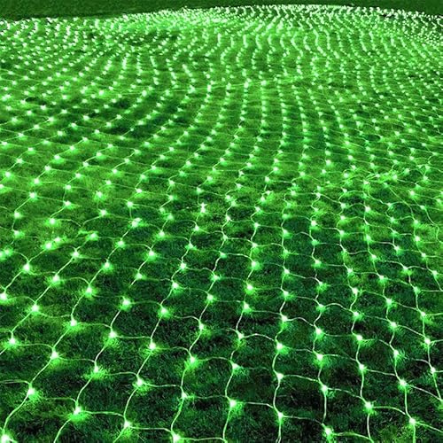 MULTI-SPARKING 198 LED Green Net Lights Outdoor Mesh Lights 9.8ft x 6.6ft for Garden, Lawn, Shrubs, Party, Wedding, St. Patrick's Day Decorations, 8 Modes & Memory Function, Connectable, Green