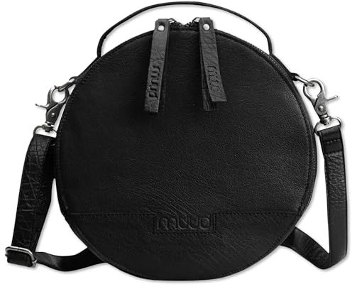 Frida's Wollhaus muud Bella handgefertigte Crossbody-Tasche Projekttasche Stricken Leder 2 Farben (Schwarz)