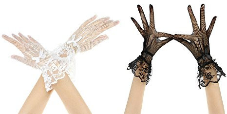 Faxianther Kurz Spitzenhandschuhe Brauthandschuhe Damen Spitze Handschuhe Hochzeit Abend Party Oper Sexy Hochzeithandschuhe Vintage Spitze Elegant Kurze Handschuhe Partykleidung